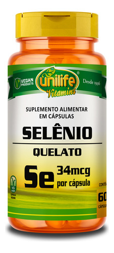 Selênio Quelato Unilife 60 Cápsulas Sabor Sem sabor