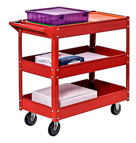 Carro Caja Herramientas Multiuso Mecanico 3 Niveles Rojo