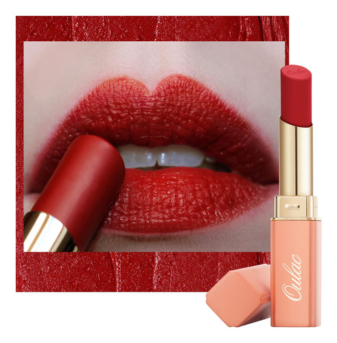 Oulac Lpiz Labial Rojo Cremoso Mate, Lpiz Labial Suave Con A