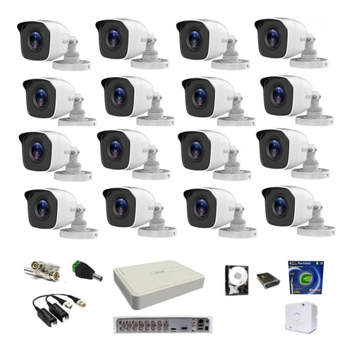 Dvr 16 Canais Hilook + Hd + 16 Cameras+ Acessórios