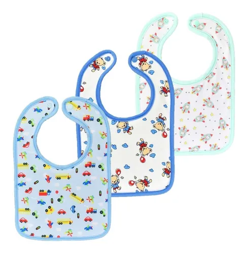 Baberos Algodón Bebé Set X3 En Toalla