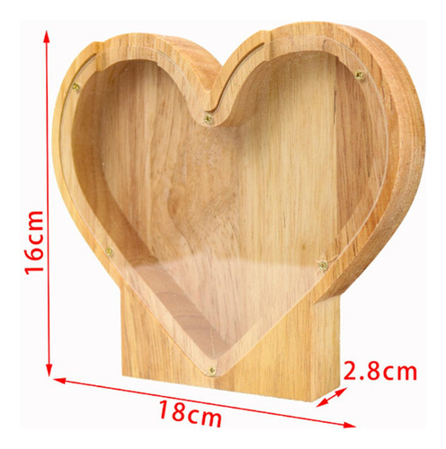 Hucha De Madera Con Forma De Corazón, Caja De Billetes