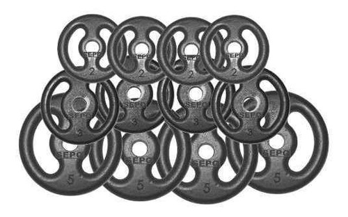 Imagem 2 de 2 de Kit Anilhas Ferro 60kg + Barras 40cm + Barra 120cm + Barra W