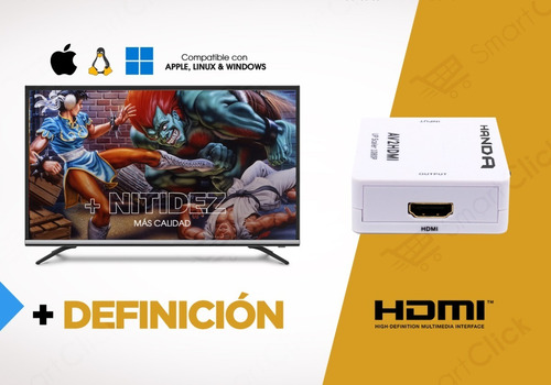 Imagen 6 de 10 de Conversor Rca A Hdmi Adaptador 1080p Camara Consola Play Led
