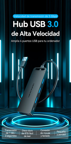 Hub Usb 3.0 Vention/ 4xusb/ 1xmicrousb Pd