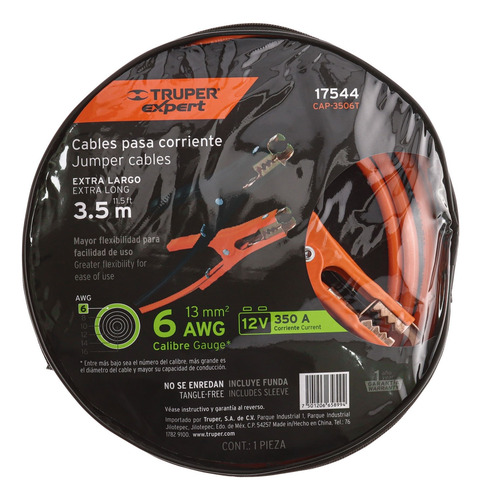 Cables Pasa Corriente 3.5m, 350a, 6awg, Truper Expert 17544