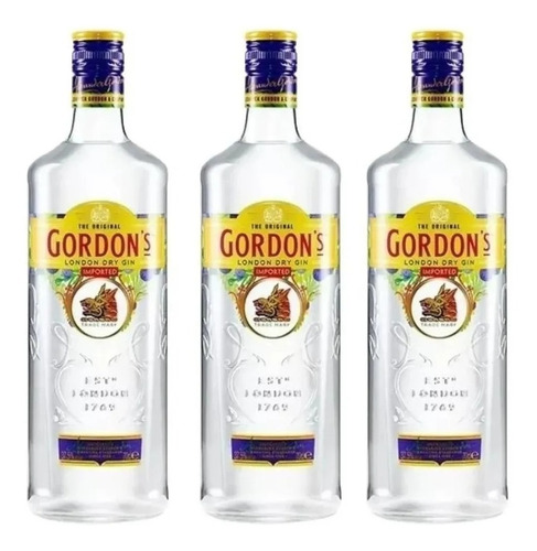 Gin Gordons 700 Ml Pack X3 Unidades.-