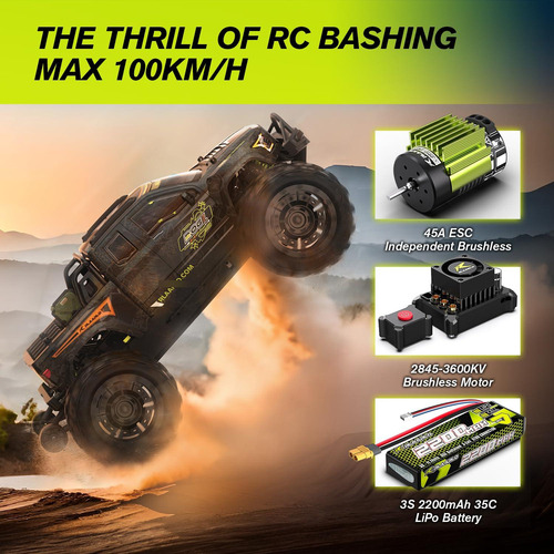 Camión Rc 1/14 Sin Escobillas Velocidad 60 Mph Monster Truck Color Personaje