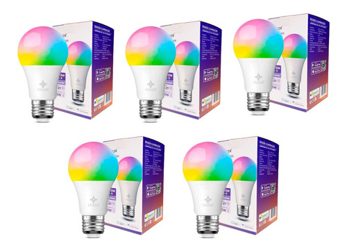 Kit Com 5 Lâmpada Inteligente Wi-fi Ekaza 10w Led E27 Alexa