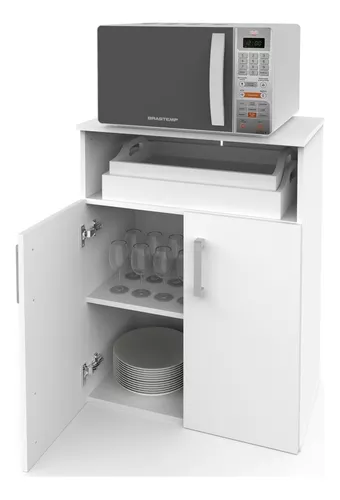 Mueble para microondas, mueble multiuso blanco