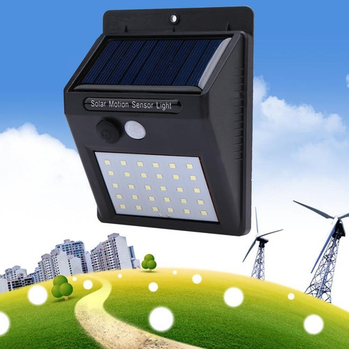 Imagen 5 de 10 de Luz Farol Lámpara Led Sensor Solar Batería Interperie 30 Led
