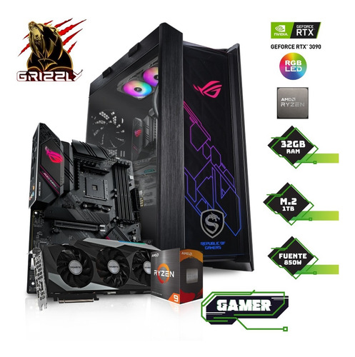 Imagen 2 de 10 de Pc Gamer Grizzly Berserker Geforce Rtx 3090 Ryzen 9 1tb Ssd