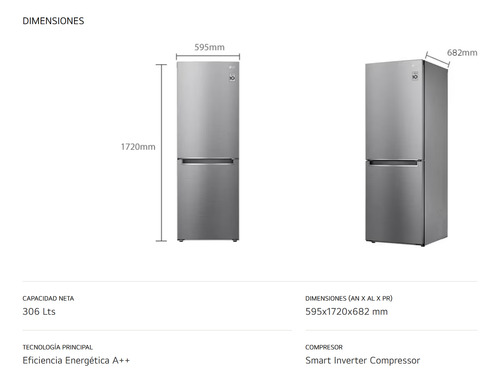 Refrigerador LG No Frost Bottom Freezer 306 Litros Lb33mpp (Usado)