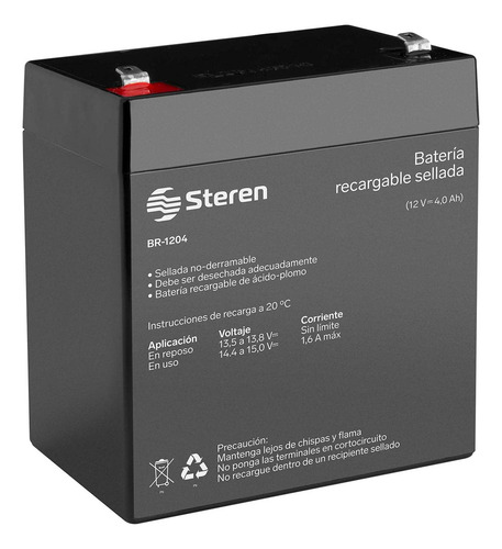 Steren Br-1204 Bateria Recargable Sellada Acido-plomo 12v 4ah