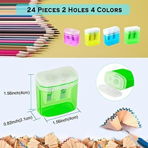 Sacapuntas De Doble Orificio - Sacapuntas Manual De 24 Pieza