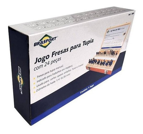 Jogo De Fresas Para Tupia Com 24 Peças Brasfort Sem Juros
