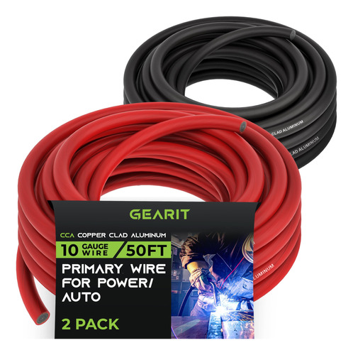 Gearit Cable De Calibre 10 (50 Pies Cada Uno, Negro/rojo) Cc