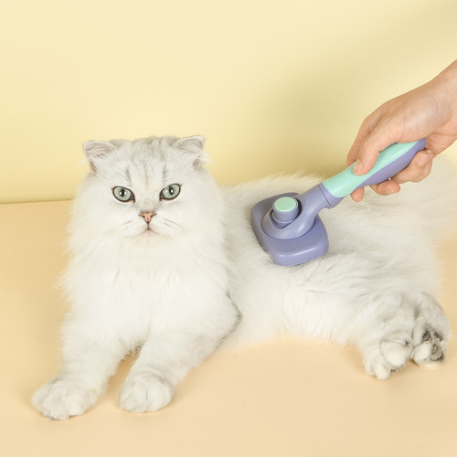 Escova Retangular Botão Limpa Fácil Massageadora Gato Ou Cão Cor Amarelo