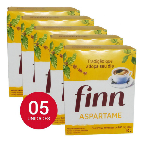 Adoçante Em Pó Aspartame Finn 250 Un De Sachê Diet 5 Caixas