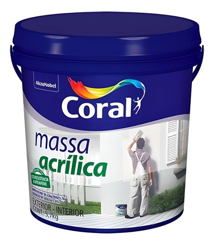 Massa Corrida Acrílica Branca Acabamento Fosco Linha Coral 5,7kg