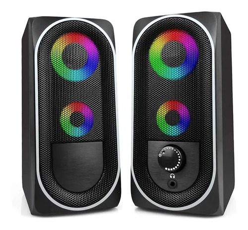 Caixa Caixinha De Som Gamer Led Rgb Subwoofer Pc P2 20w Rms