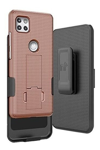 Funda Para Motorola One 5g Ace Rose Gold Con Clip Giratorio