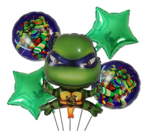 Bouquet 5 Pcs Tortuga Ninja Set De Globos