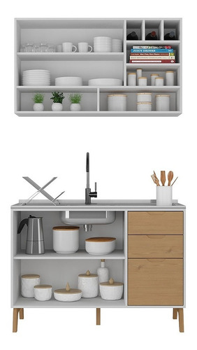 Imagen 7 de 8 de Mueble De Cocina Aereo + Bajo Mesada Madera V Lcm