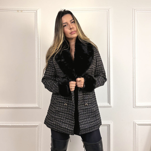 Casaco Blazer Tweed 2 Em 1 Feminino - Estilo Elegante