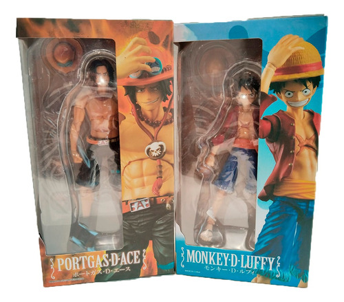 Set 2 De Figuras Articulad Action Heroes One Piece Luffy Ace