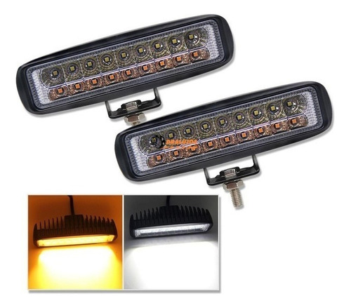 2 Exploradoras En Barra 18 Led Doblecolor 9000lumens Moto/ca