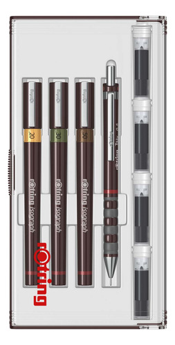 Set Tiralínea Recargable Rotring Isograph0.2-0.3-0.5mmjunior