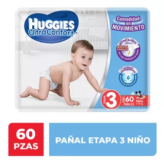 Pañales Huggies Ultraconfort Etapa 3 Para Niño 60 Pañales