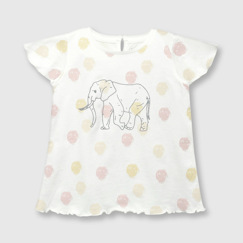 Polera De Niñas Elefante Off White (3 A 36 Meses)