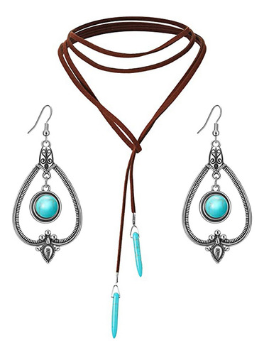 Accesorios Étnicos Bohemios Colgante Turquesa Collar De