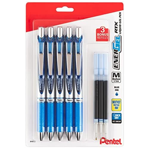 Bolígrafos De Tinta Gel Energel 0.7 Mm, Paquete De 5 B...