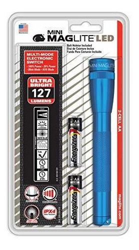 Mini Maglite Led 2-cell Aa Linterna Con La Pistolera, Azul.