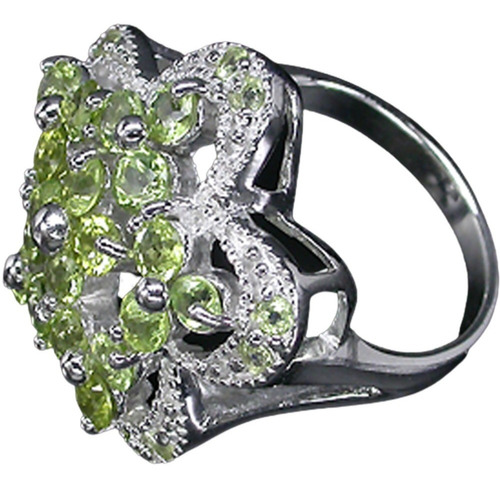 Pi166-17mm- Espectacular Anillo De Plata 925 Con Peridotos