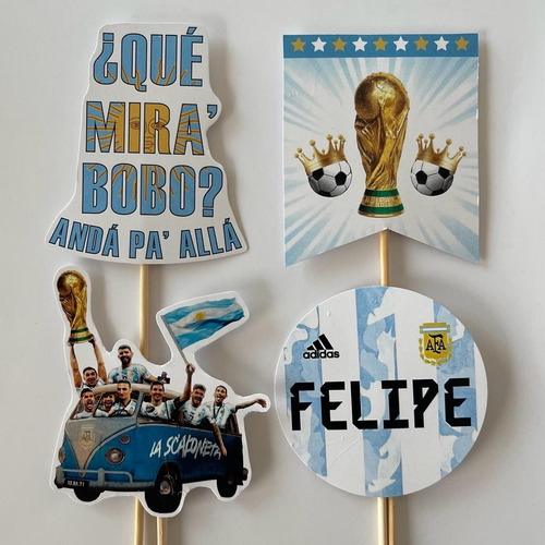Topper Cupcake Muffins Argentina Campeon X12u - Pinchos