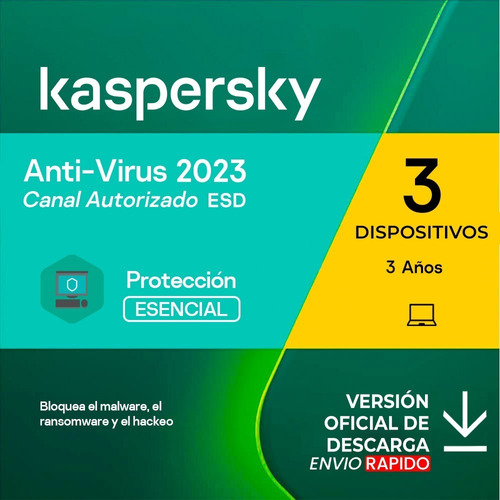 Licencia Kaspersky Antivirus 3 Pcs 3 Años