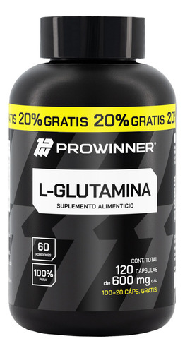 L-glutamina (100 Caps + 20% Extra) - Prowinner Sabor Sin Sabor