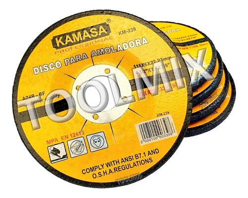 Pack 5 Discos De Desbaste Metal 4.5'' X 1/4''  Eje 22.2mm