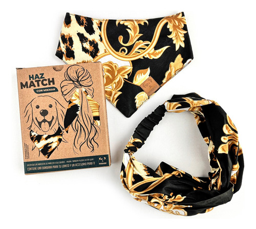 Mikhan Match Dúo Bandana Perro + Diadema Humano Texturas L