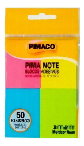 Bloco De Recado Autoadesivo Pimanote Sortidos 38x51mm 50fl Cor Amarelo Escuro