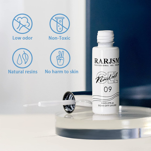 Rarjsm Esmalte De Uñas De Gel Pintado De Color Blanco, 1 Bot