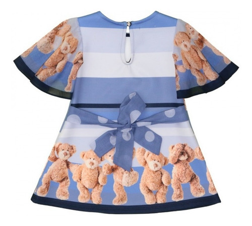 Imagem 2 de 3 de Vestido Infantil Teddy Azul Um Mais Um 801018