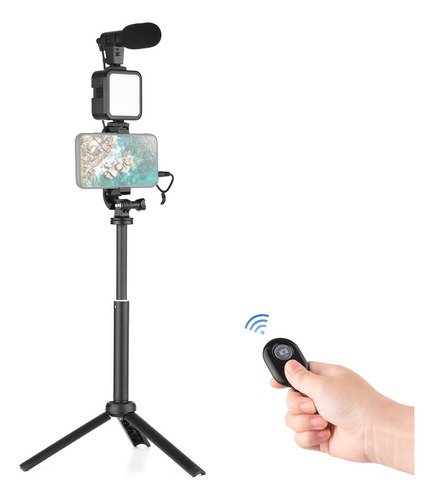 Kit De Grabación Vlog Luz De Video Led+super Cardioide