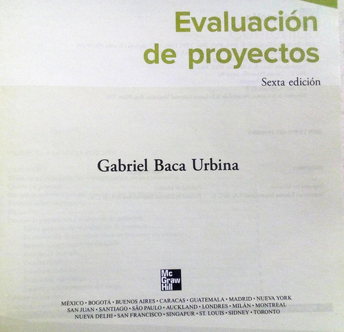 Evaluación De Proyectos - Gabriel Baca Urbina 6a. Edición (Usado)