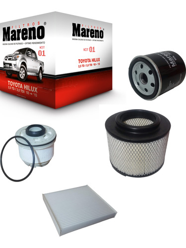 Kit De 4 Filtros Toyota Hilux 2.5 Y 3.0 2005 En Adelante