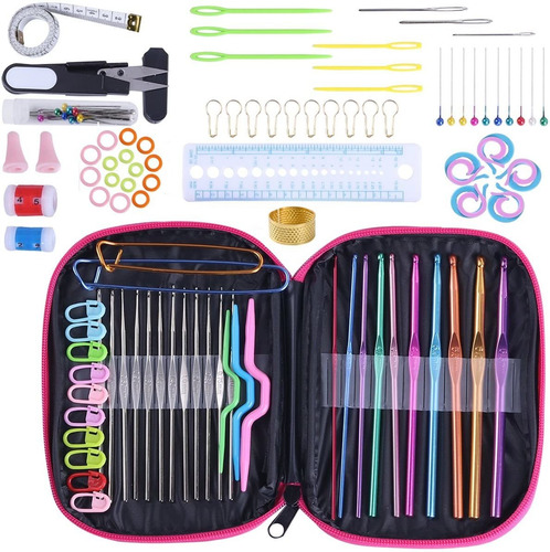 Kit Organizador Ganchos Aguja Crochet Aluminio Multicolor